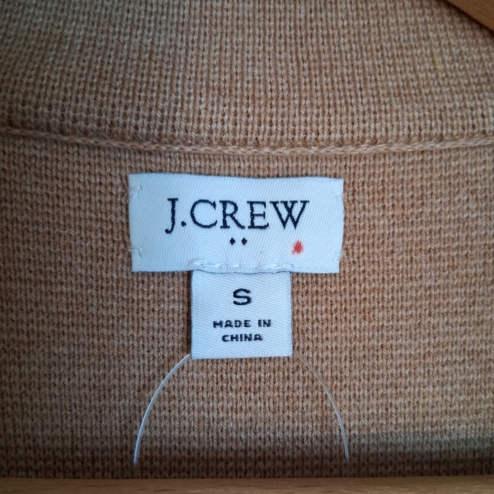 NEW J. Crew Factory Schoolboy Cotton Knit Sweater Blazer Sz Small Camel NWT - Picture 4 of 11